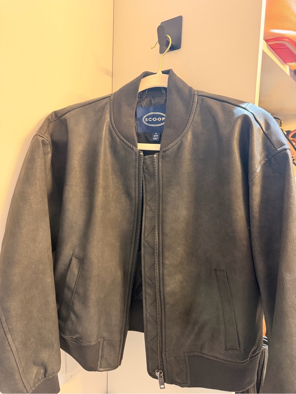 Women’s Black Leather Bomber Jacket